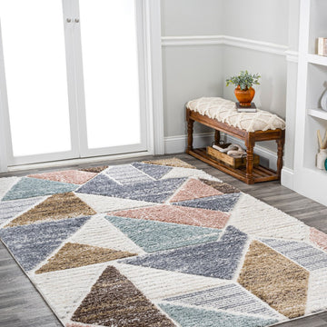 Aileen Geometric Scandi Colorblock Carved Area Rug